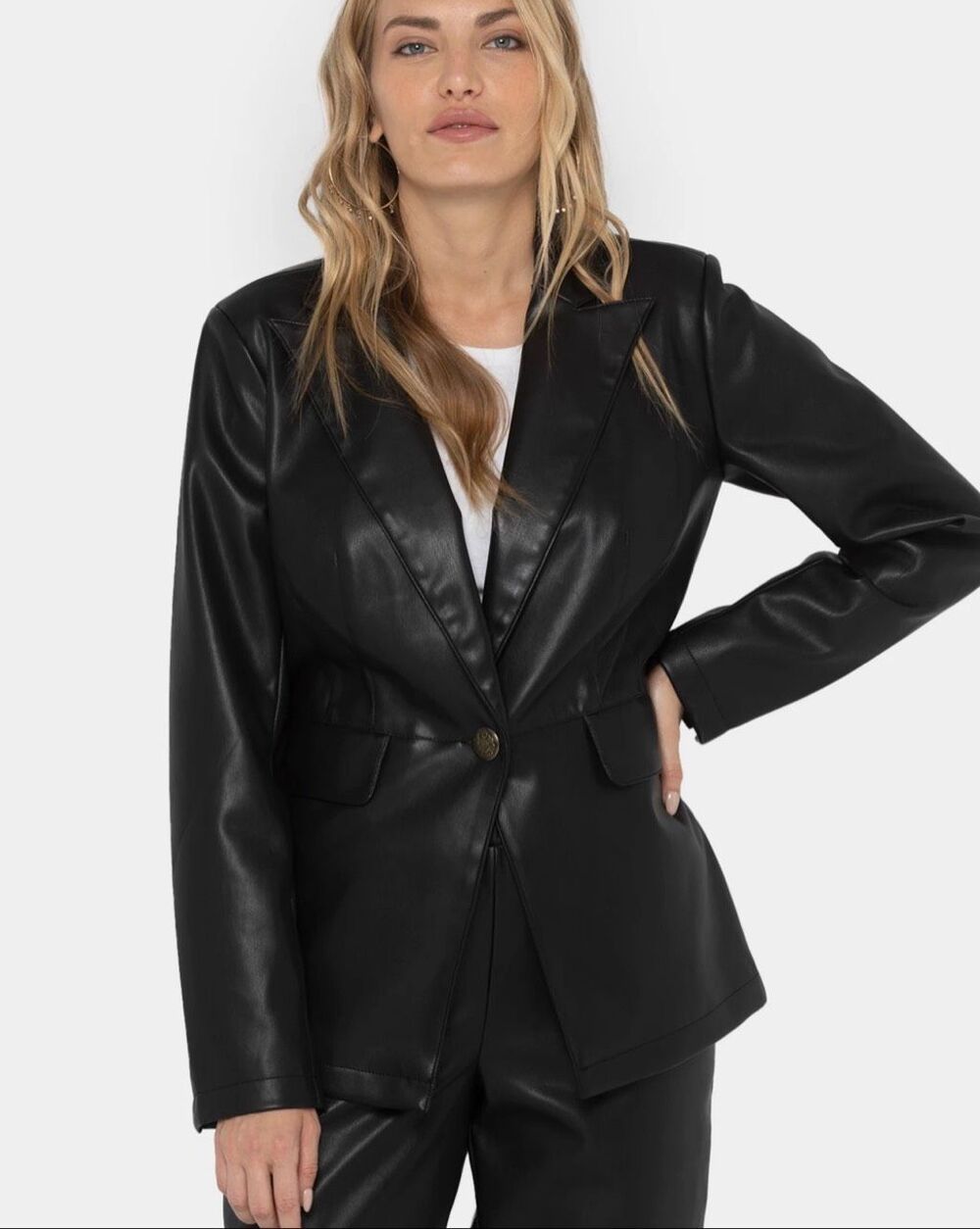 Peace Love World Faux Leather Blazer Black Size 20W Nwot